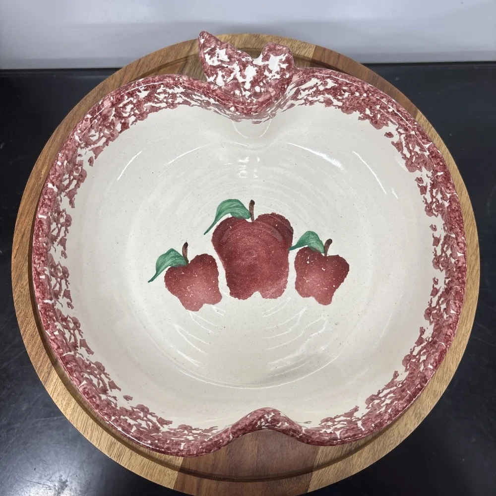 Vintage 1994 NEHER Clay In Motion Pottery Apple Torte Baking Dish With Recipe